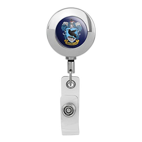 Harry Potter Ravenclaw Painted Crest Retractable Reel Premium Metal Chrome Badge ID Card Holder Clip