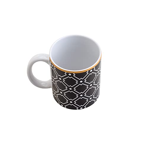 Caneca de Porcelana Alexandria Preto e Dourada 330ml - Lyor