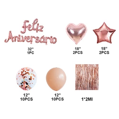 Kit 26 Pçs Arco Desconstruido Balões de Aniversario Decoração de Festa Balões (Ouro Rosa)