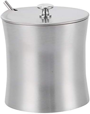 Stainless Steel Seasoning Containers 375ml, Sugar Bowl Spice Jar Storage Seasoning Pot with Lid Spoon