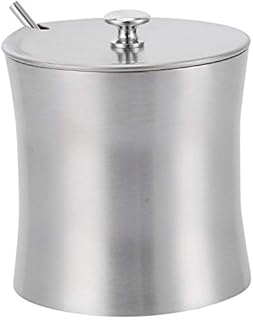 Stainless Steel Seasoning Containers 375ml, Sugar Bowl Spice Jar Storage Seasoning Pot with Lid Spoon