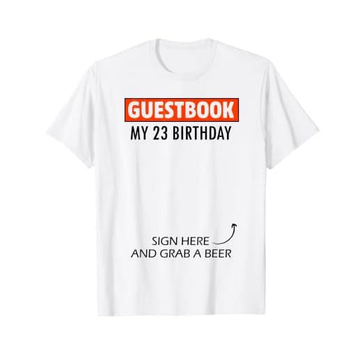 Libro de Visitas Alternativas 23 Cumpleaños Decoraciones Para Él Ella Camiseta