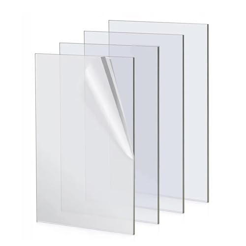 PINGEUI Lot de 4 pièces 420 x 290 x 2mm Plaque Acrylique Transparente, Plaque Acrylic Transparent pour le Remplacement du Verre du Cadre Photo, l'affichage des Projets, la Peinture