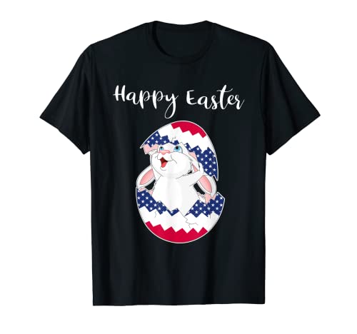Happy Easter - Conejito en Huevo Bandera Americana Impresión Huevos Camiseta