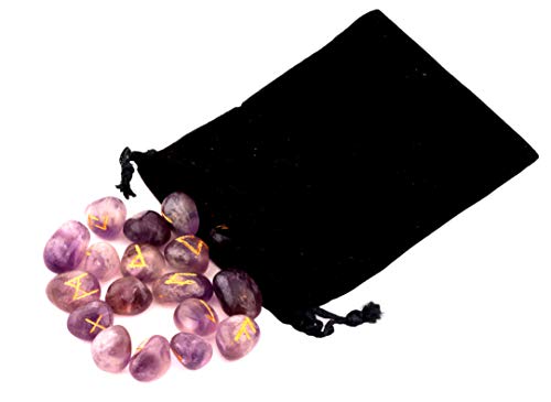 Amethyst Gemstone Runes with Engraved Lettering