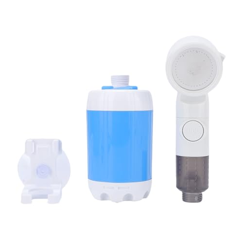 Dioche Tragbare Duschpumpe, 4000 MAh, Wiederaufladbar, Outdoor-Camping-Duschkopf-Sprühgerät mit Montagehalterung für Wandern, Reisen, ABS-Material (Blue)