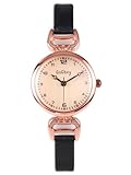 Top Plaza Vintage Watches for Women Leather Strap Cute Arabic Numerals Easy Read Watch Ladies Zircon Dress Watches for Small Wrists-Black