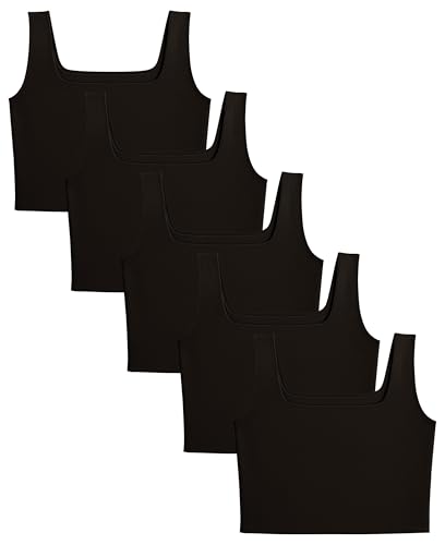 Sexy Basics Women's Tank Sport Bra | Workout Spandex Cami Crop Tank | 4 Way Stretch Pullover Sport Top | Multi-Packs