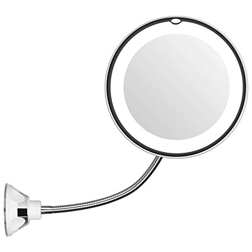 Espejo de maquillaje 10x con luz LED y cuello de cisne ajustable 2