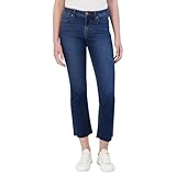 VIGOSS Ladies Mid-Rise Bootcut Crop Jeans, Raw Hem, 28 inch Inseam (US, Numeric, 29, Regular, Regular, Inseam (in): 28, Blue)