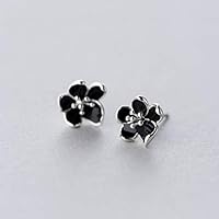 TYERY Pendientes de Flores Negras Literarias , Joyas para el Oído