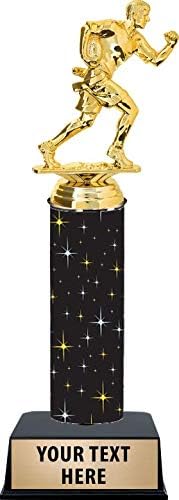 11 Inch Flag Football Male Trophies - Black Glimmer Flag Football Male Trophy Awards Prime