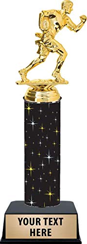 11 Inch Flag Football Male Trophies - Black Glimmer Flag Football Male Trophy Awards
