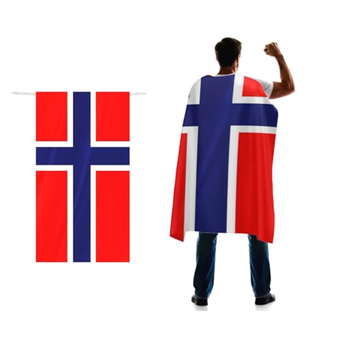 Norway Flag Cape 3x5 FT for Independence Day Holiday Costumes Celebrati 150D Premium Polyester Norwegian Nordmann National Patriotic Flags Costume Cloak.