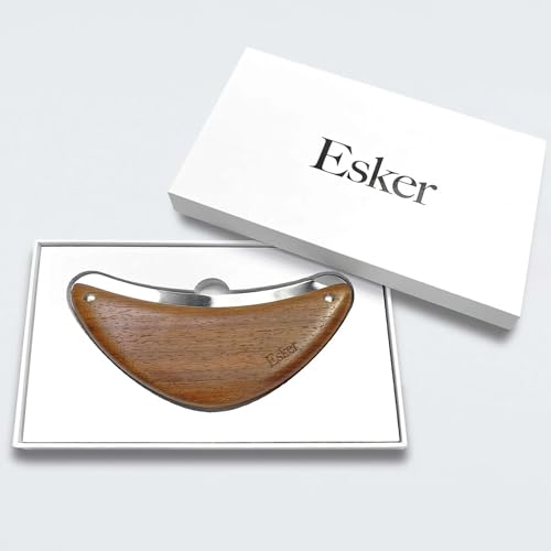 Esker Body Plane Lymphatic Drainage Massager – Premium Teak Wood & Sterling Silver Exfoliator for Smooth, Clean Skin – Removes Dead Skin, Oils & Impurities