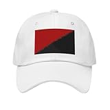 Anarcho Communist Flag Hat - Ancom Embroidered Adjustable Dad Cap - Anarchist Communist Radical Gift White