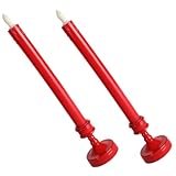 GALPADA 2 Stück Flammenlose LED Kerzen mit Fernbedienung Rote Dekorative Stabkerzen mit Timerfunktion Wiederverwendbare LED lichtquelle für Festliche Tischdeko und Stimmungsvolle