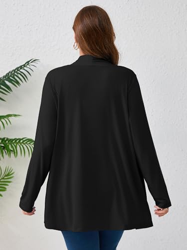 AusLook Women's Plus Size Lightweight Open Front Long Sleeves Cardigan Cover Ups Shrugs Shawls and Wraps Kimono Jacket Coat2
