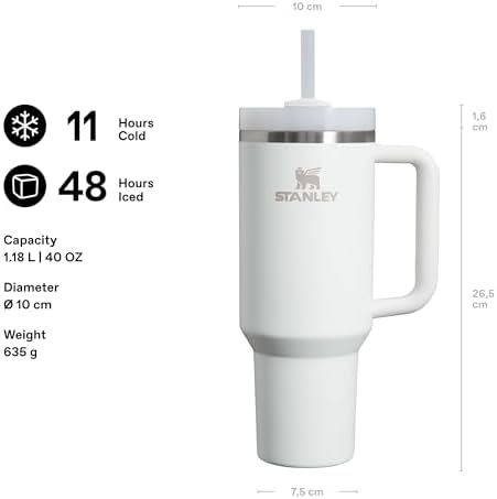 Stanley Quencher Pipetli Termos Bardak, Beyaz (Frost), 1.18 Litre - Görsel 2