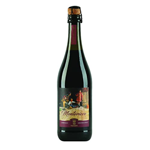 Ferrarini Vino Lambrusco Montericco Biológico, Vino Tinto Burbujeante Italiano de Elaboración Orgánica, 75 cl