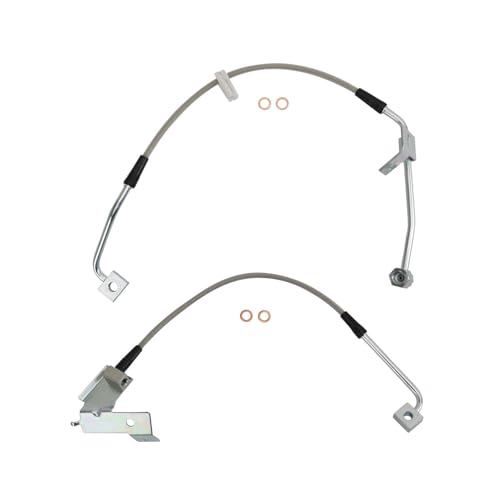 Image of TRQ Front Performance Brake Hose Set Compatible with 2002-2005 Dodge Ram 1500