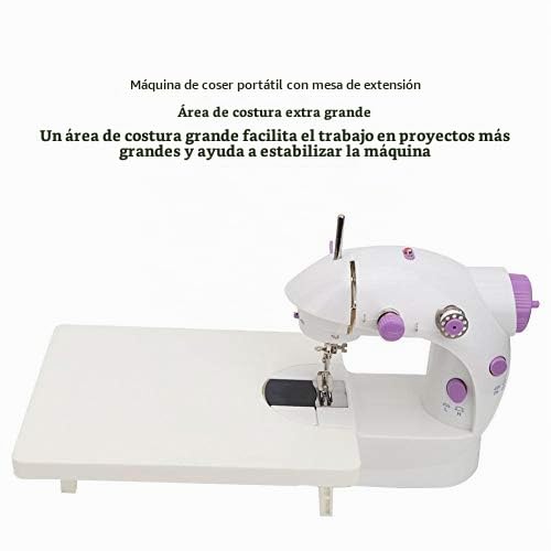 Máquina de coser, máquina de coser eléctrica para el hogar, Mini máquina de acolchar con mesa de extensión de pedal, aguja enhebradora(Enchufe de la UE)