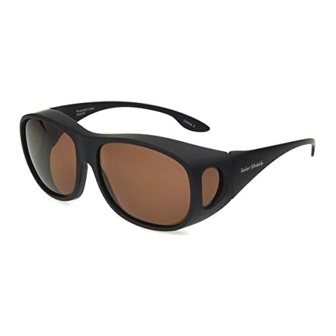 Dioptics unisex adult Solar Shield Elm Sunglasses Fits Over Sunglasses, Black/Amber, 54 mm US Cover