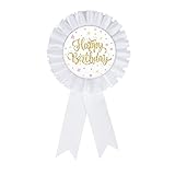INNORU Satin Fabric Happy Birthday Tinplate Badge Pin, Boy or Girl Birthday Rosette Button Pins, Hap