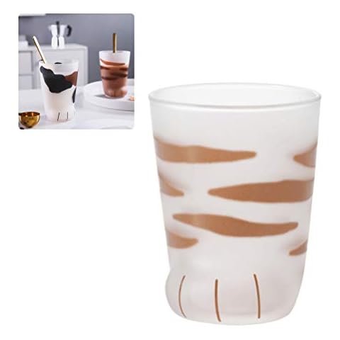 Leikance Cute Cat Paw Glass Cup,Tiger Paws Mug Office Coffee Mug Breakfast Milk Glass Cup Gift Cover