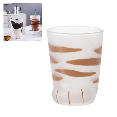 HEITIGN c glass mug 1 Pcs Cute Cat Paws Glass Paws Mug Office Coffee Mug Breakfast Milk Glass Cup Gift (a)