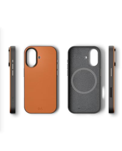 Image of DailyObjects Leatherite Case for iPhone 16 Plus Compatible with Mag-Safe Wireless Charging | Tan-Grey Hybrid Magnetic Back Cover