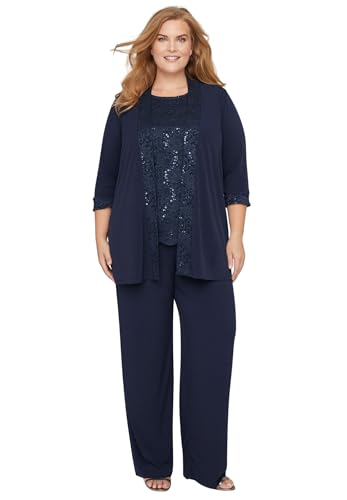 Catherines Lace Gala 3-Piece Pant Suit Mariner Navy