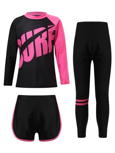 iiniim Kids 3 Piece Long Sleeve Swimsuits Rash Guard Swimwear UPF 50+ Swim Shirt Legging Pants Bathing Suit