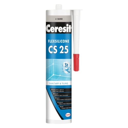 Sanitärsilikon Ceresit CS25 - Silbergrau 280ml - Pilzhemmend & Schimmelfest (1 x 280ml)