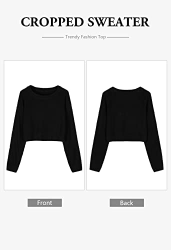 Pink Queen Women's Sweater Long Sleeve Pullover Crop Top Black Size S #TOP6