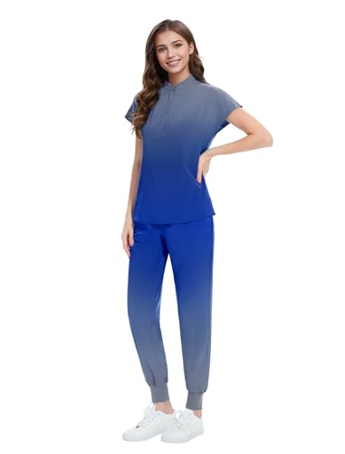 Amazon.com: VIAOLI Gradient Scrubs for Women Set - Stylish Zipper