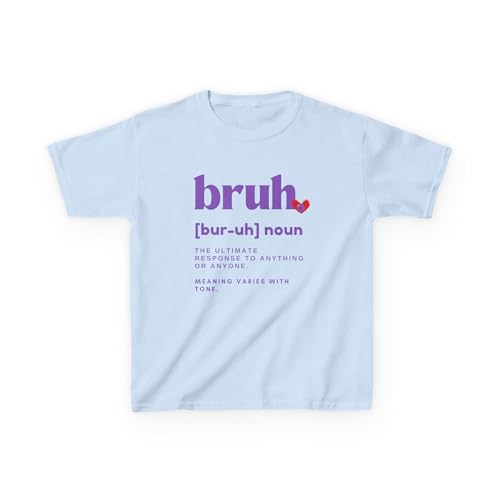 Funny Youth Kids Tee – Bruh Definition Shirt Casual T-Shirt for Special Occasions, Humor, Everyday Wear, Summer Fashion Light Blue
