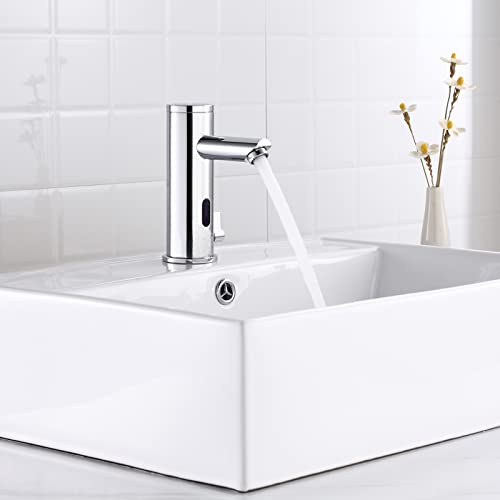 Achelous Infrarot Sensor Wasserhahn Bad für Waschbecken Badezimmer Automatischer Waschtischarmatur Handwaschbecken Mischbatterie Badarmatur Batteriebetrieb Chrom
