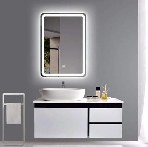 Image of Creative Arts n Frames LED Wall Mount HD Mirror with 3 Color Light Tone for Home Wall Living Room Bedroom Bathroom Hotel Decor Items (18x24 inch Rectangle)