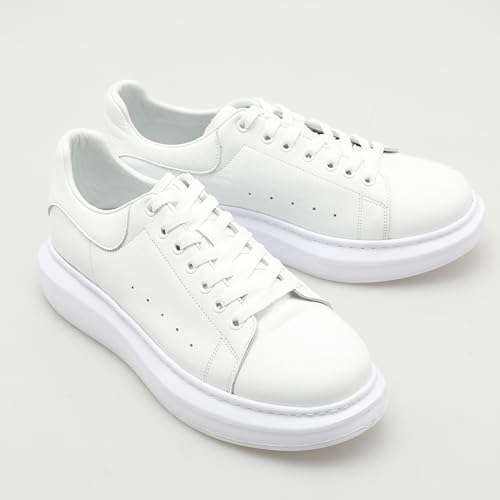 SOLL Queen II Men's Casual Sneakers | Genuine Leather Perforated Oversizded Thick Sole Shoes All White by SOLL - Used condition - Image 4