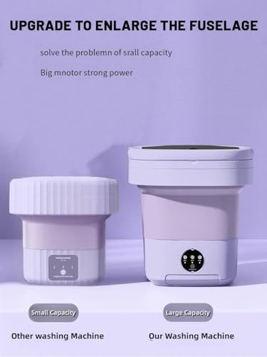 Portable washing machine,Mini Washer,11L upgraded large capacity foldable Washer.Deep cleaning of underwear, baby clothes and other small clothes.Suitable for apartments, dormitories, hotels.(Purple)