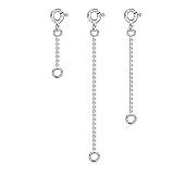 Necklace Extender [3PCS/0.8mm] White Gold Plated Sterling Silver Necklace Bracelet Anklet Extension...