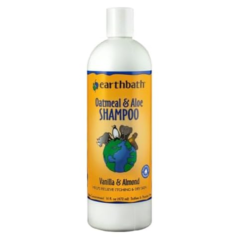 earthbath, Oatmeal & Aloe Dog Shampoo - Oatmeal Shampoo for Dogs, Itchy, Dry Skin Relief, Dog Wash, Made in USA, Cruelty Free Pet Shampoos - Vanilla & Almond, 16 Oz (1 Pack) Cover