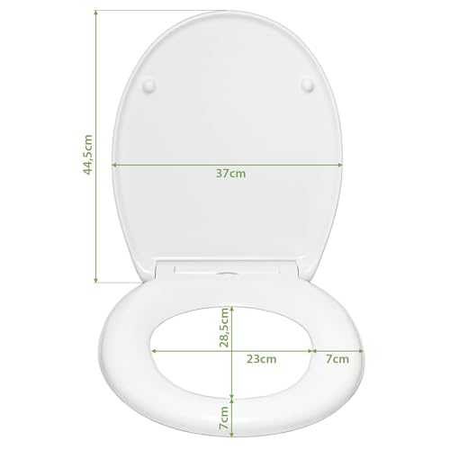 banjado Toilettendeckel mit Absenkautomatik 44,5x37cm / WC Brille Soft Close/hygienischer Toilettendeckel/Klodeckel Duroplast Edelstahl Scharniere einfache Montage - Motiv Dackel