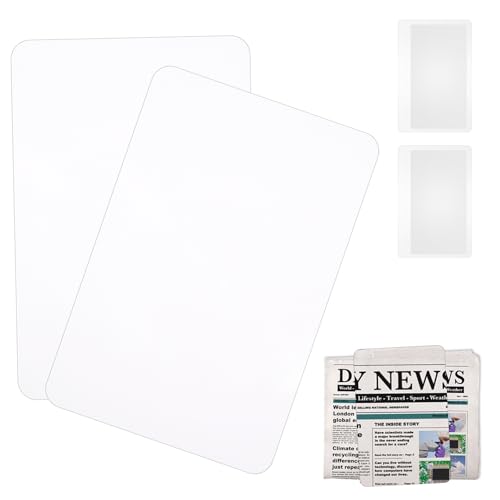 4 Pcs Page Magnifying Sheet 3X 5X Clear Lightweight Magnifier Flat Plastic Optical Fresnel Lens Handy Card Size Magnifier Bookmark for Seniors Reading Small Prints People with Low Vision