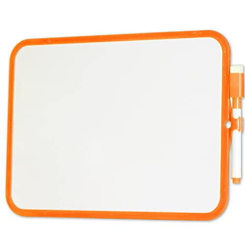 FDD4U Mini Whiteboard - A4 Whiteboard & Pen Set - Dry Erase, Double Side, Plastic Frame Small Whiteboard - A4 Whiteboard for Kids, Students, Parents, Teachers & More - Includes Whiteboard Pen - Orange