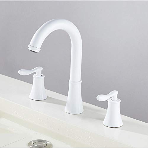 Grifo de lavabo de 3 orificios cromado y giratorio para mueble de baño split