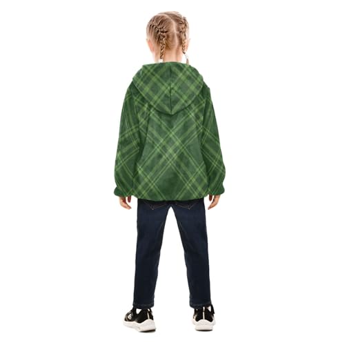 Tartan Black Green Check Kids Sherpa Jacket4