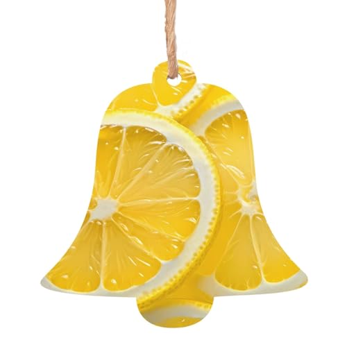 Fette di limone 6 pezzi di ornamenti natalizi in legno, adatti per pareti di Natale, porte e finestre, alberi di Natale, ornamenti a campana per albero di Natale
