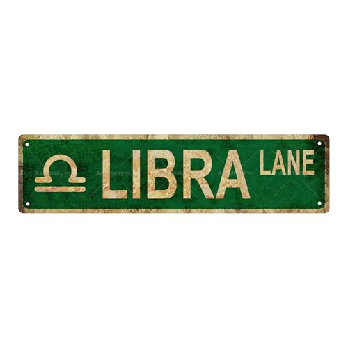 LIBRA Zodiac Sign Star Sign Vintage Metal Tin Sign, Street Sign, Home Decor, Room Decor, Wall Decor, Bathroom Decor, Bar Decor, Cafe Decor, Garage Decor, 16 x 4 Inch